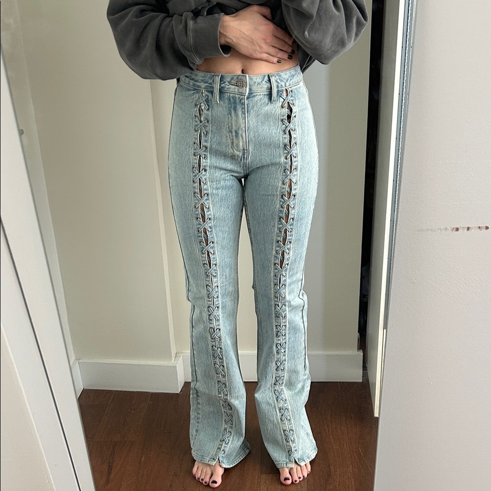 Ksubi Light Blue Lace-Up Jeans